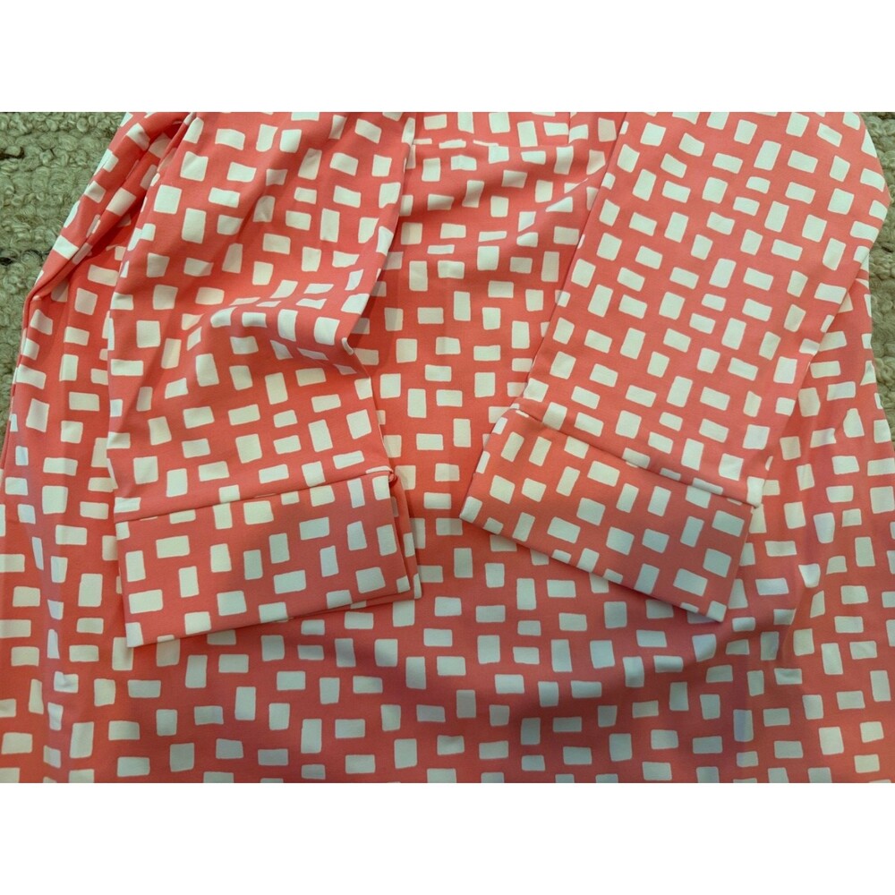 Katherine Way Women’s Small Coral Pink White Geometric Tunic Top 3/4 Sleeve - Picture 3 of 6